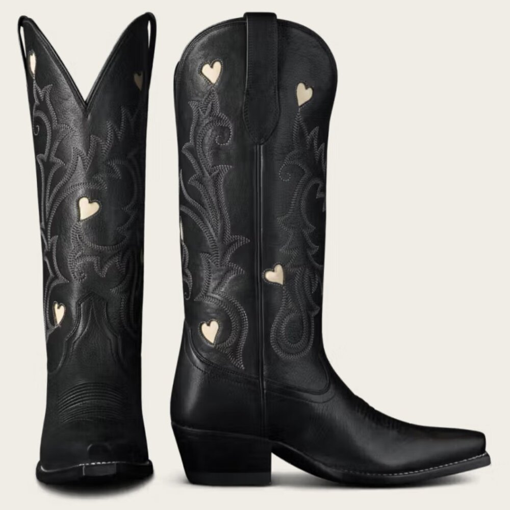 NWT- Tecovas Limited Edition Black Annie Hearts Boots - ladies 9.5